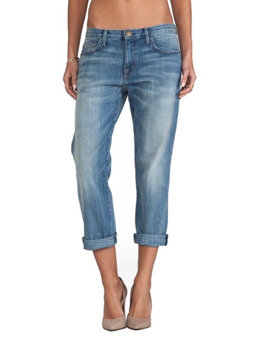 Current/Elliot Boyfriend High Low in Medium Wash Denim
